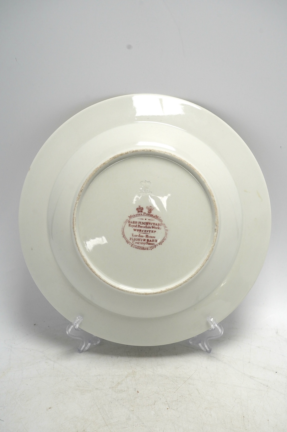 A Flight Barr & Barr Worcester Earl of Tankerville armorial plate, 25cm diameter. Condition - fair to good, some light scratching